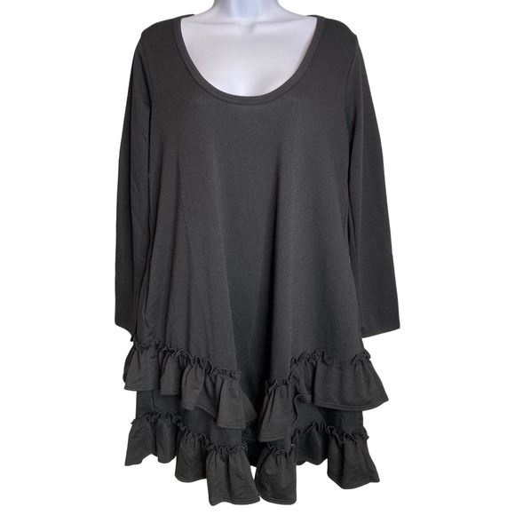 Three Bird Nest Dresses & Skirts - NWT Three Bird Nest Womens Black Ruffle Hem Tunic Dress Sz S Boho Flowy Oversize